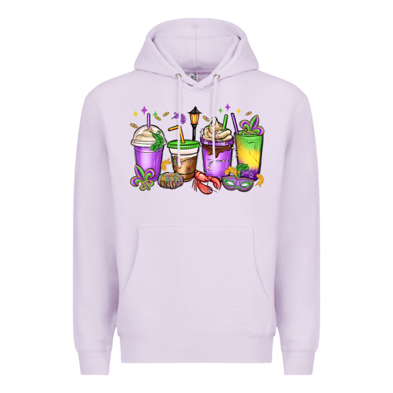 Mardi Gras Coffee Cups Premium Hoodie by MaliasSmallBusiness | Teevron