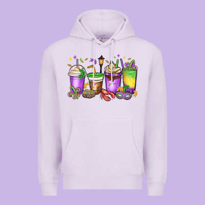 Mardi Gras Coffee Cups Premium Hoodie Designed By Maliassmallbusiness