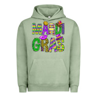 Pigment Oil Green Mardi Gras Carnaval Mask With Fleur De Lis Urban Hoodie - BundleAndBundleShop