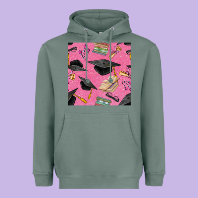Pink Glitter Graduation Seamless Pattern Heavyweight Hoodie Designed By Bundleandbundleshop