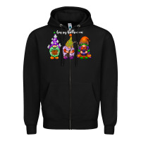 Black happy halloween gnomes white Zipper Hoodie - RacoonDesign