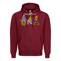 Burgundy happy halloween gnomes white Zipper Hoodie - RacoonDesign