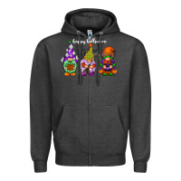 Charcoal Heather happy halloween gnomes white Zipper Hoodie - RacoonDesign