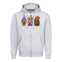 Heather Grey happy halloween gnomes white Zipper Hoodie - RacoonDesign