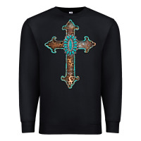 Black turquoise cross Premium Sweatshirt - AdoDesignShop