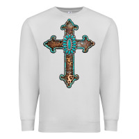 Dove Grey turquoise cross Premium Sweatshirt - AdoDesignShop
