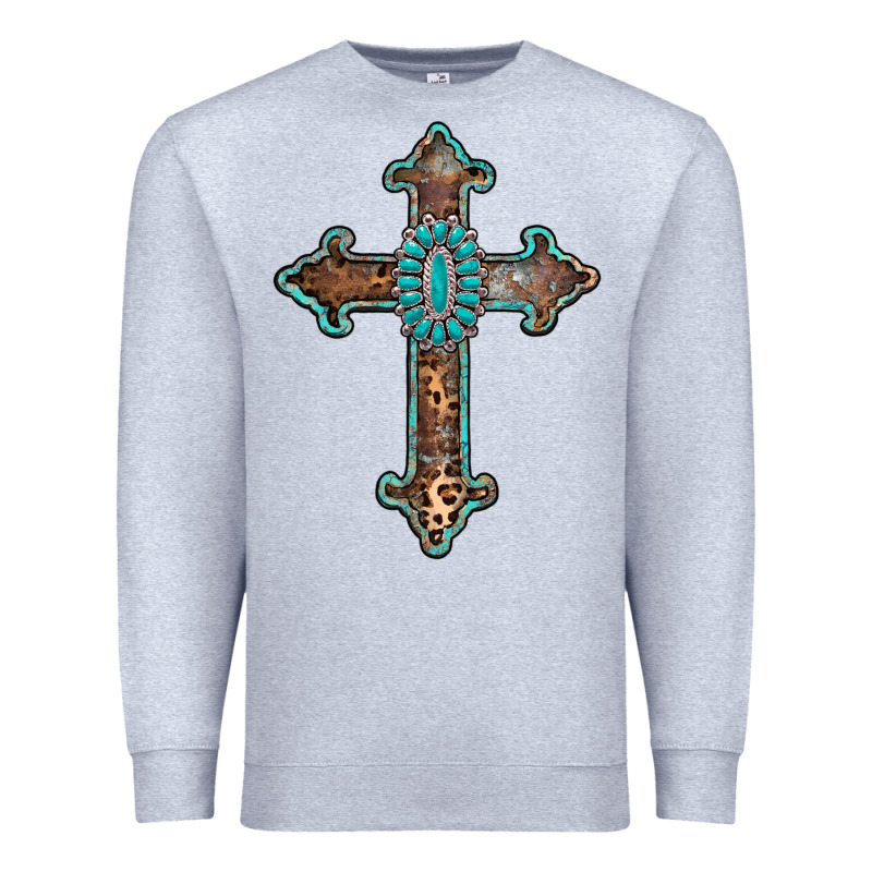 Turquoise Cross Premium Sweatshirt by AdoDesignShop | Teevron