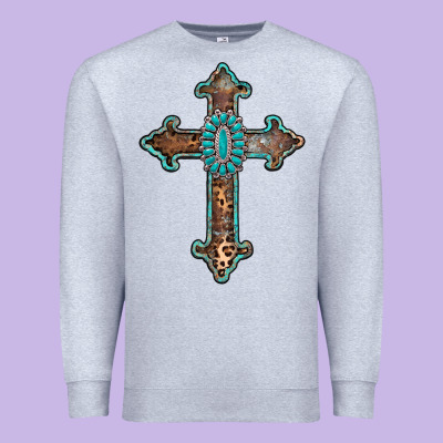 Turquoise Cross Premium Sweatshirt Designed By Adodesignshop