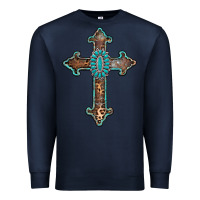 Navy turquoise cross Premium Sweatshirt - AdoDesignShop