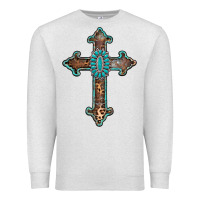 Oatmeal Heather turquoise cross Premium Sweatshirt - AdoDesignShop