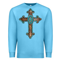 Ocean Blue turquoise cross Premium Sweatshirt - AdoDesignShop