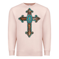 Pale Pink turquoise cross Premium Sweatshirt - AdoDesignShop