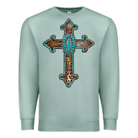 Seafoam turquoise cross Premium Sweatshirt - AdoDesignShop