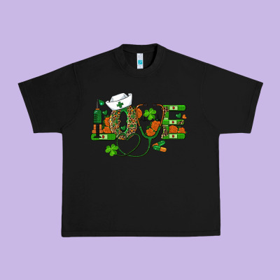 St Patricks Day Love Nurse Urban Heavy Tee Designed By Ranaportraitstore