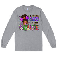 Heather Grey I Put The Boo In The Boujie Messy Bun Long Sleeve Tee - texasbilliewilder