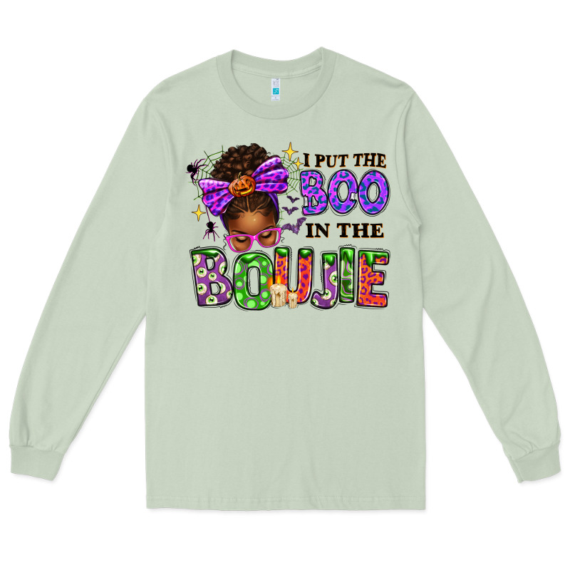 I Put The Boo In The Boujie Messy Bun Long Sleeve Tee by texasbilliewilder | Teevron