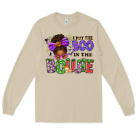 Mushroom I Put The Boo In The Boujie Messy Bun Long Sleeve Tee - texasbilliewilder