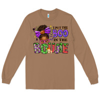 Toasted Coconut I Put The Boo In The Boujie Messy Bun Long Sleeve Tee - texasbilliewilder