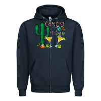 Navy cinco de mayo cactus Zipper Hoodie - CowhideDigitalArt