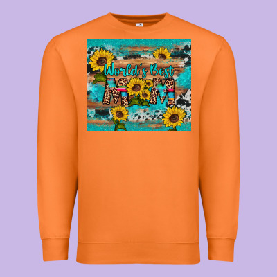 World's Best Mom Sunflower Leopard Cowhide Premium Sweatshirt Designed By Artiststas