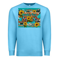 Ocean Blue world's best mom sunflower leopard cowhide Premium Sweatshirt - Artiststas