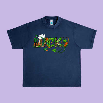 St Patricks Day Lucky Nurse Urban Heavy Tee Designed By Ranaportraitstore