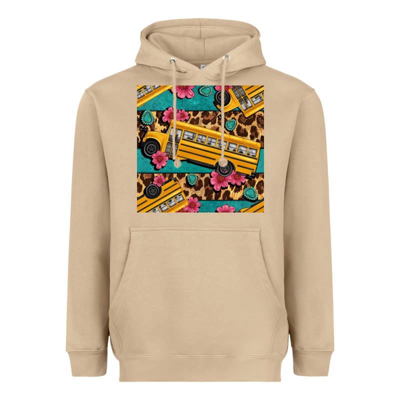 School Bus And Leopar Seamless Pattern Heavyweight Hoodie by BundleAndBundleShop | Teevron