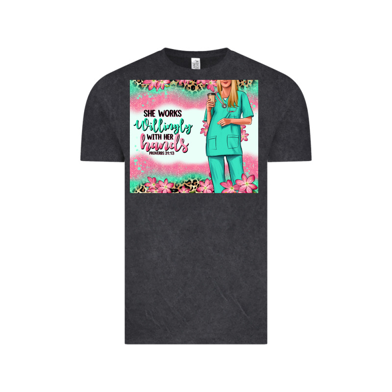 She Works Willingly With Her Hands Blonde Nurse Vintage Tee by RanaPortraitStore | Teevron