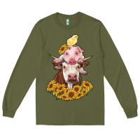 Army Green cow with pig and chick Long Sleeve Tee - RanaPortraitStore