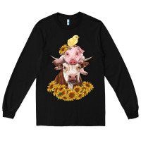 Black cow with pig and chick Long Sleeve Tee - RanaPortraitStore