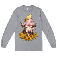 Heather Grey cow with pig and chick Long Sleeve Tee - RanaPortraitStore