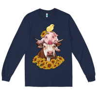 Navy cow with pig and chick Long Sleeve Tee - RanaPortraitStore
