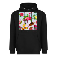 Black sweet summer flamingo seamless pattern Heavyweight Hoodie - BundleAndBundleShop