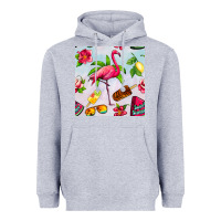 Heather Grey sweet summer flamingo seamless pattern Heavyweight Hoodie - BundleAndBundleShop