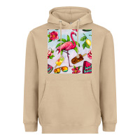 Sweet Summer Flamingo Seamless Pattern Heavyweight Hoodie | Teevron