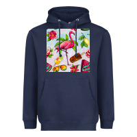 Navy sweet summer flamingo seamless pattern Heavyweight Hoodie - BundleAndBundleShop