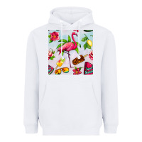 White sweet summer flamingo seamless pattern Heavyweight Hoodie - BundleAndBundleShop