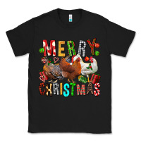 Black Merry christmas chickens Classic Tee - FaDigitalArtStudio