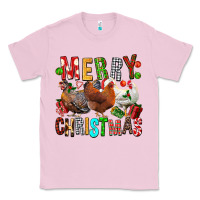 Bubblegum Pink Merry christmas chickens Classic Tee - FaDigitalArtStudio