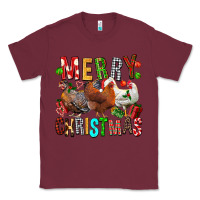 Burgundy Merry christmas chickens Classic Tee - FaDigitalArtStudio