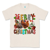 Natural Merry christmas chickens Classic Tee - FaDigitalArtStudio