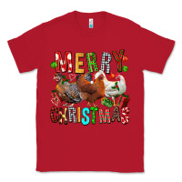 Red Merry christmas chickens Classic Tee - FaDigitalArtStudio