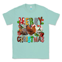 Seafoam Merry christmas chickens Classic Tee - FaDigitalArtStudio