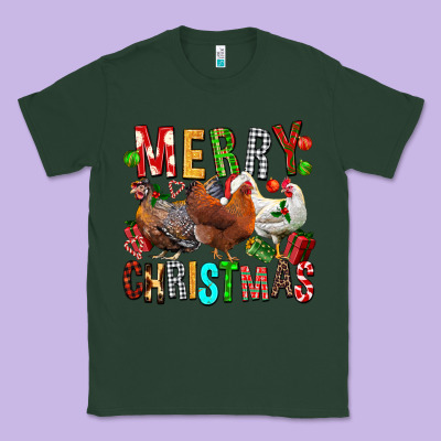 Merry Christmas Chickens Classic Tee Designed By Fadigitalartstudio