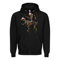 Black skeleton deer santa Zipper Hoodie - FaDigitalArtStudio