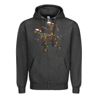 Charcoal Heather skeleton deer santa Zipper Hoodie - FaDigitalArtStudio