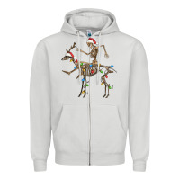 Dove Grey skeleton deer santa Zipper Hoodie - FaDigitalArtStudio