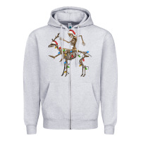 Heather Grey skeleton deer santa Zipper Hoodie - FaDigitalArtStudio
