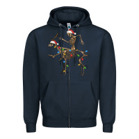 Navy skeleton deer santa Zipper Hoodie - FaDigitalArtStudio