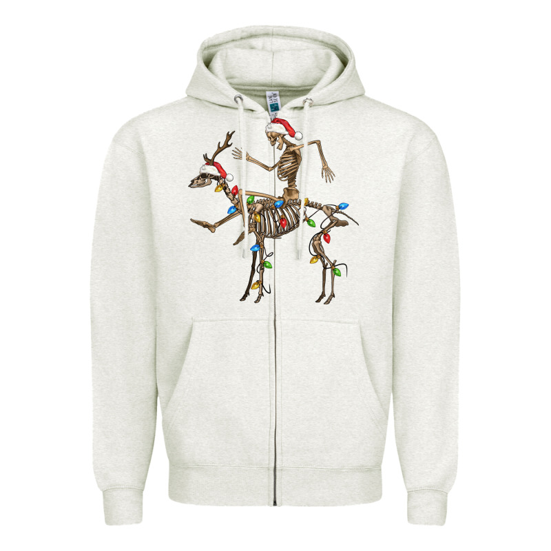 Skeleton Deer Santa Zipper Hoodie by FaDigitalArtStudio | Teevron
